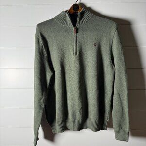 Polo Ralph Lauren Quarter Zip Sweater Green Heather Size XL 100% Cotton